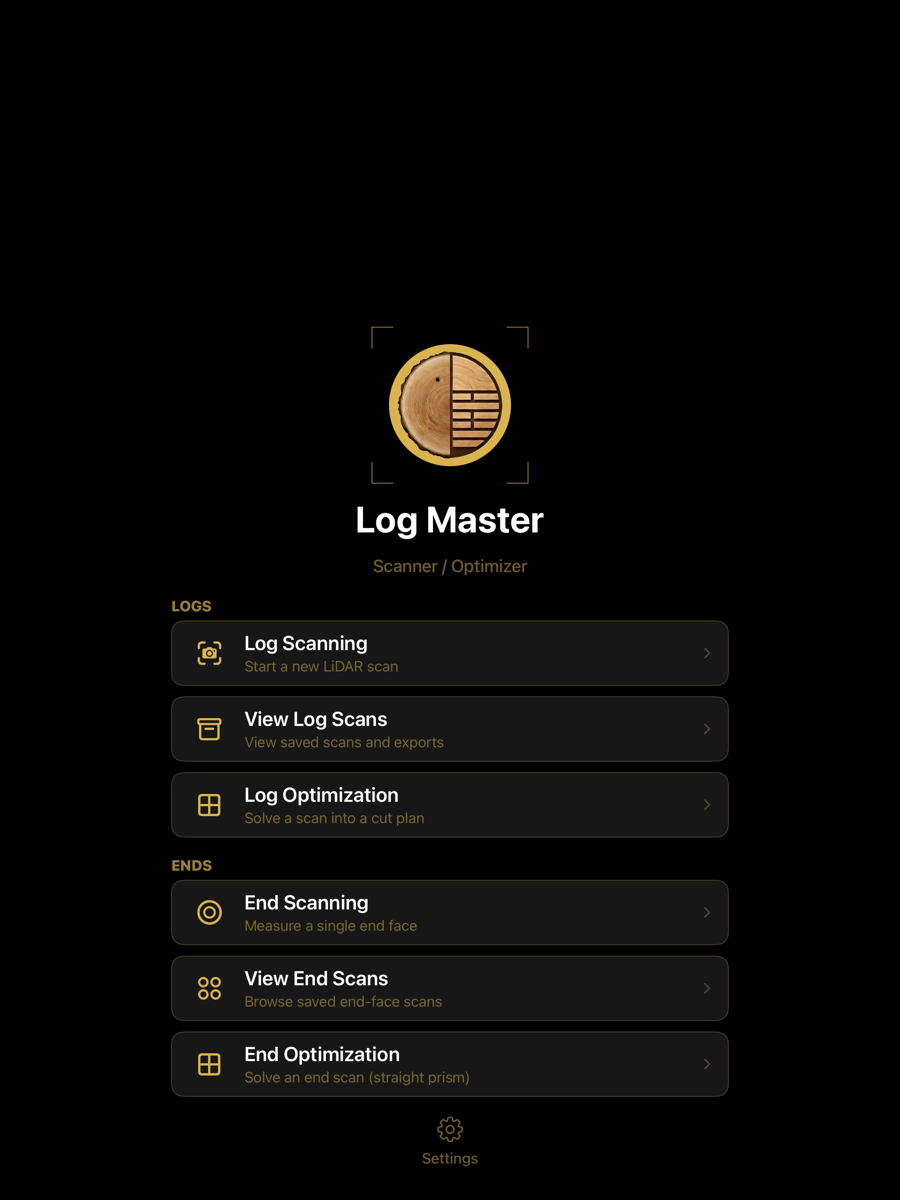 The Log Master main menu