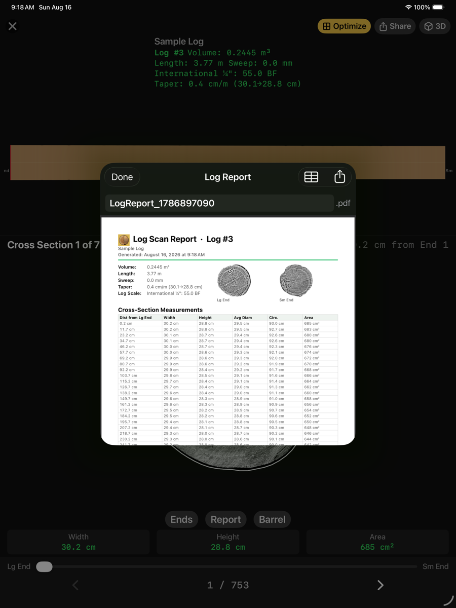The log scan report